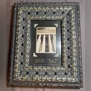 NEW Green Tree Gallery Heavy Pewter Enamel Rhinestone Picture Frame 5X7